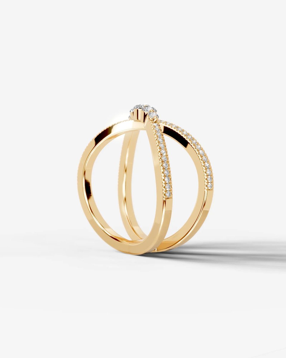 Iris Lab Grown Round Diamond Wedding Ring - Yellow Gold