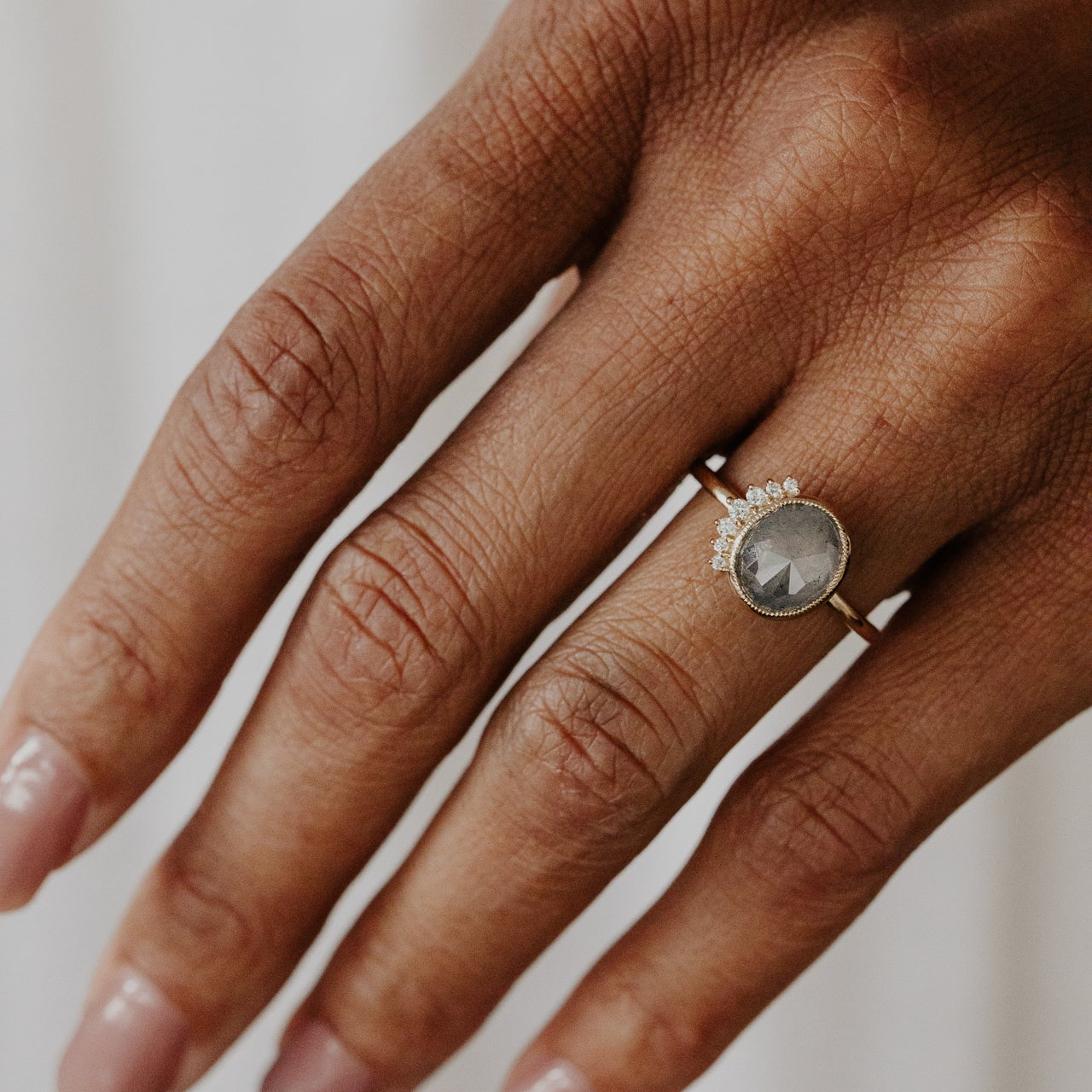 The Julian Oval Rustic Diamond Ring
