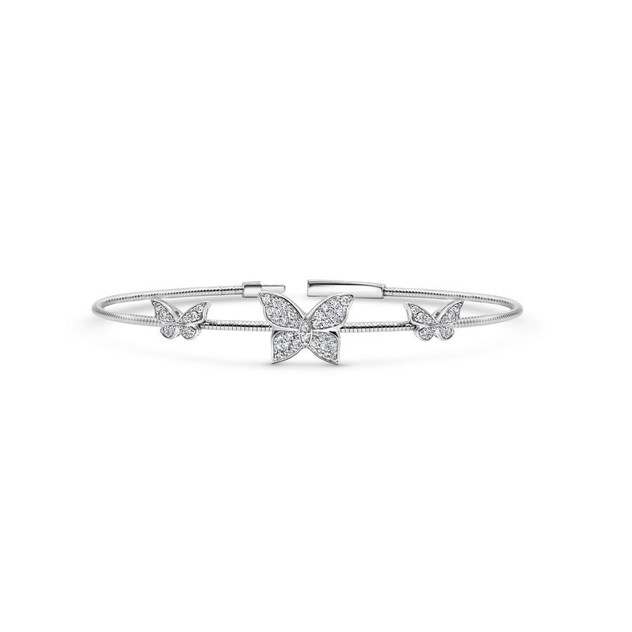 14K White Gold Butterfly Flex Bangle - 14K / White Gold / 0.40 CTW