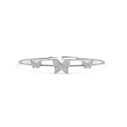 14K White Gold Butterfly Flex Bangle - 14K / White Gold / 0.40 CTW