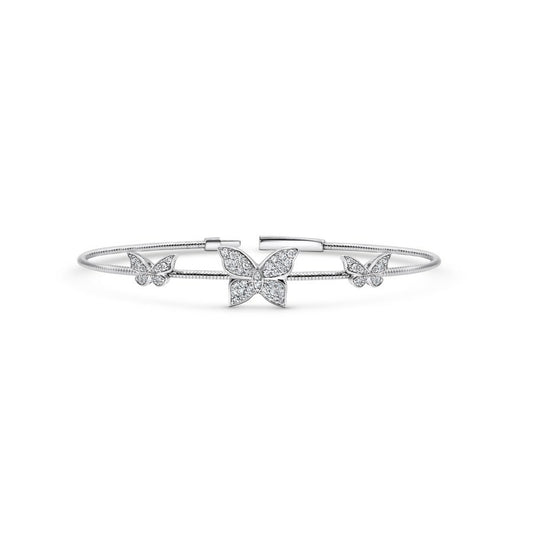 14K White Gold Butterfly Flex Bangle - 14K / White Gold / 0.40 CTW