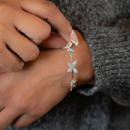 14K White Gold Butterfly Flex Bangle