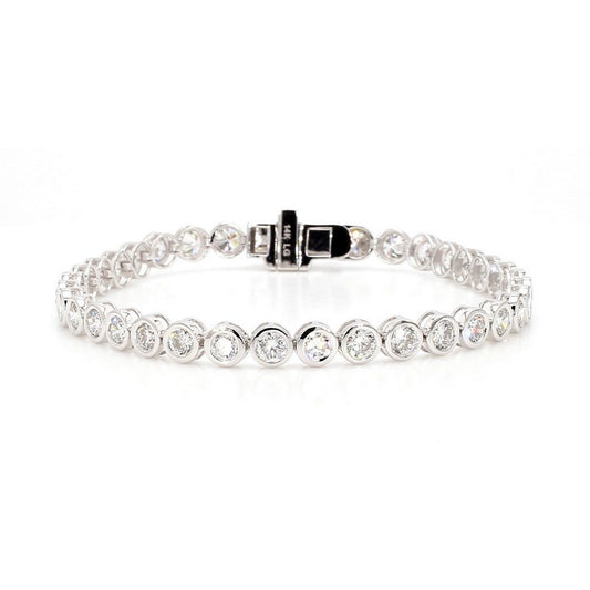 14K White Gold Bezel Tennis Bracelet - 14K / White Gold / 6.50 CTW