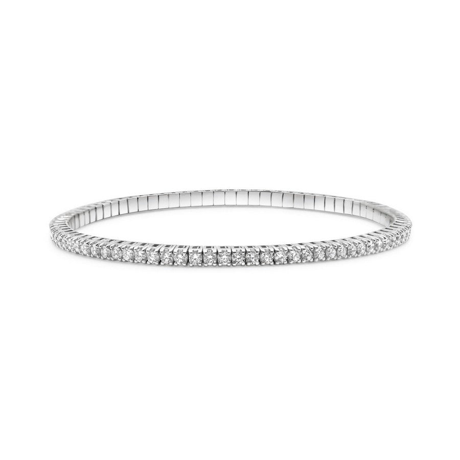 14K White Gold Elastic Tennis Bracelet - 14K / White Gold / 3.00 CTW