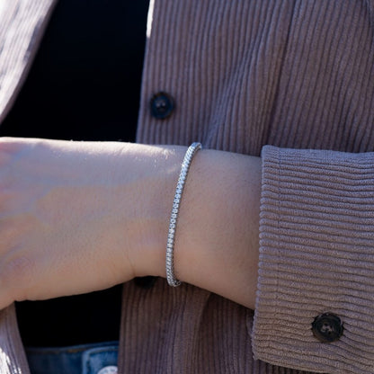 14K White Gold Elastic Tennis Bracelet