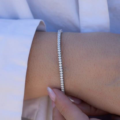 14K White Gold Elastic Tennis Bracelet