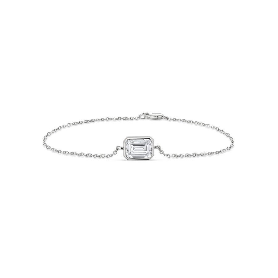 14K White Gold Emerald Bezel Bracelet - SL / White Gold / 1.00 CTW