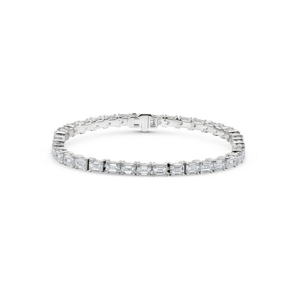 14K White Gold East-West Emerald Cut Tennis Bracelet - 14K / White Gold / 10.00 CTW