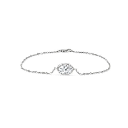14K White Gold Oval Bezel Bracelet - SL / White Gold / 1.00 CTW