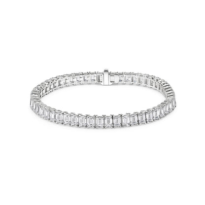 14K White Gold Emerald Cut Tennis Bracelet - 14K / White Gold / 14.00 CTW
