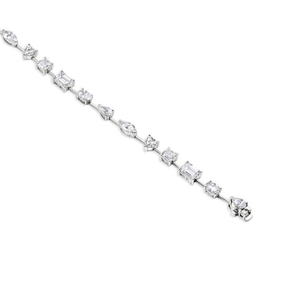 14K White Gold Multi-Shape Tennis Bracelet - 14K / White Gold / 4.50 CTW