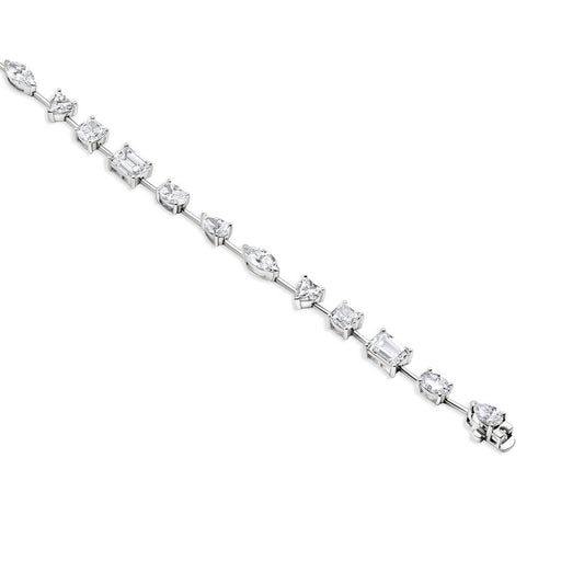 14K White Gold Multi-Shape Tennis Bracelet - 14K / White Gold / 4.50 CTW