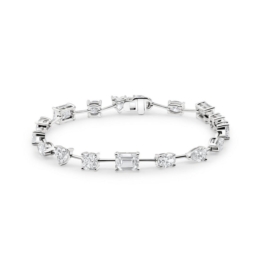 14K White Gold Multi-Shape Tennis Bracelet