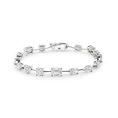 14K White Gold Multi-Shape Tennis Bracelet
