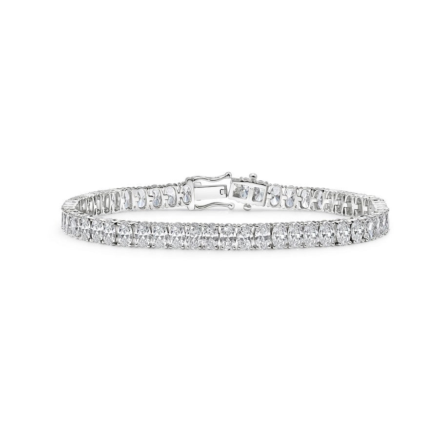 14K White Gold Oval Tennis Bracelet - 14K / White Gold / 6.00 CTW