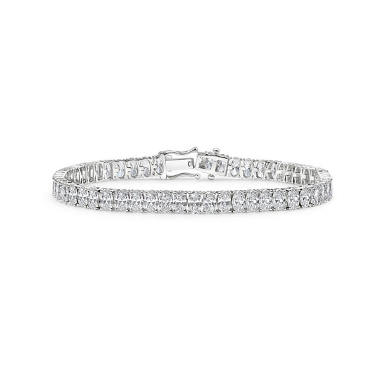 14K White Gold Oval Tennis Bracelet - 14K / White Gold / 6.00 CTW