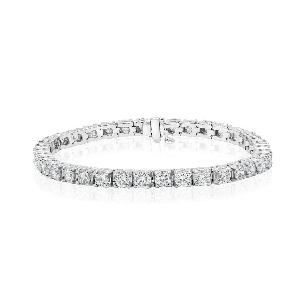 14K White Gold Round Tennis Bracelet - 14K / White Gold / 12.00 CTW