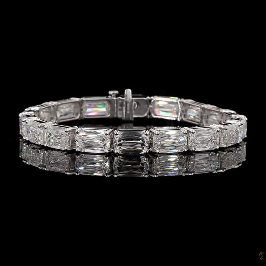 14K White Gold Criss Cut Tennis Bracelet - 14K / White Gold / 37.00 CTW