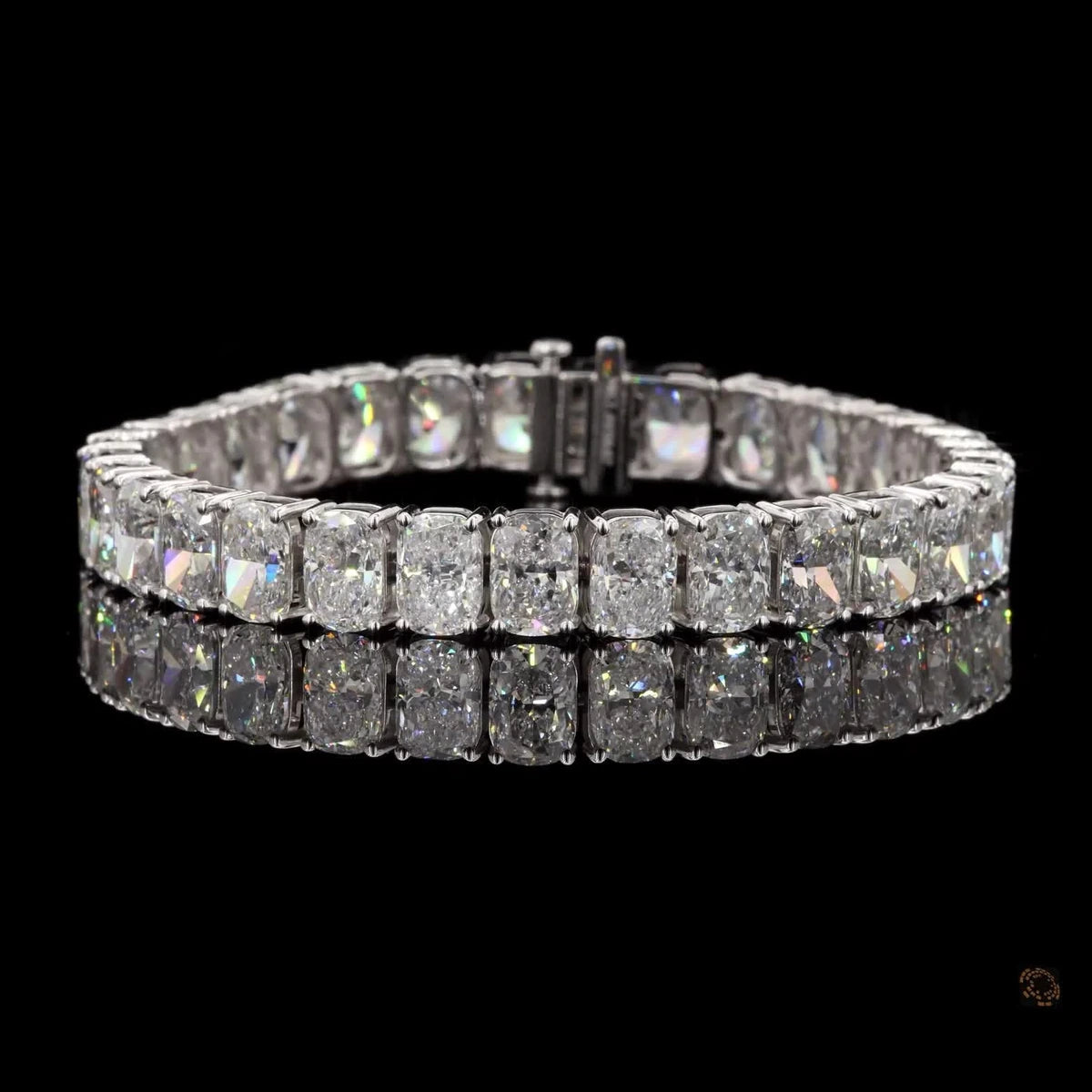 14K White Gold Cushion Tennis Bracelet - 14K / White Gold / 39.50 CTW