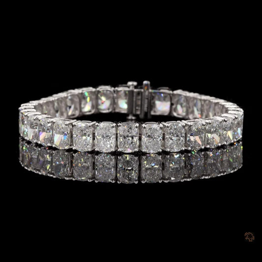 14K White Gold Cushion Tennis Bracelet - 14K / White Gold / 39.50 CTW
