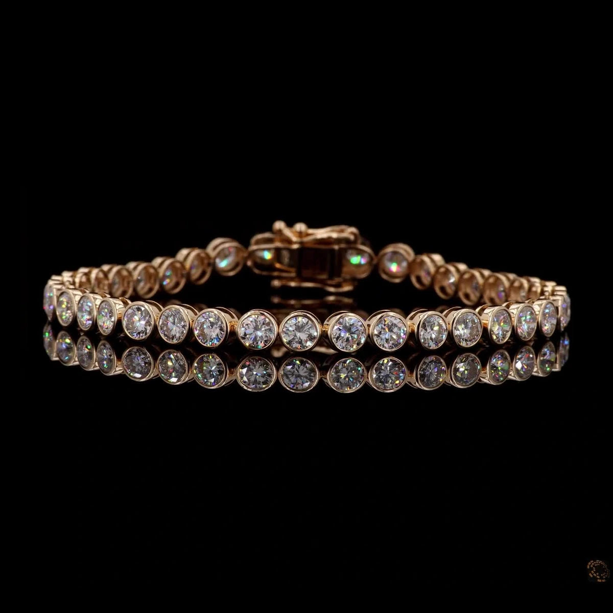 14K Yellow Gold Round Bezel Tennis Bracelet - 14K / White Gold / 9.00 CTW