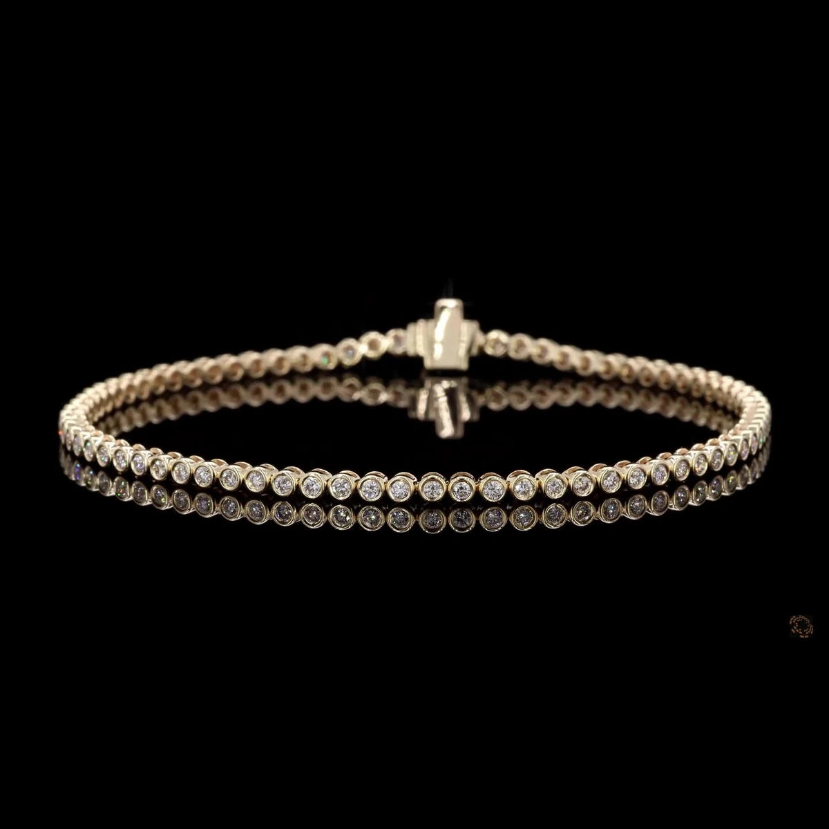 14K Yellow Gold Round Bezel Set Tennis Bracelet - 14K / White Gold / 3.00 CTW