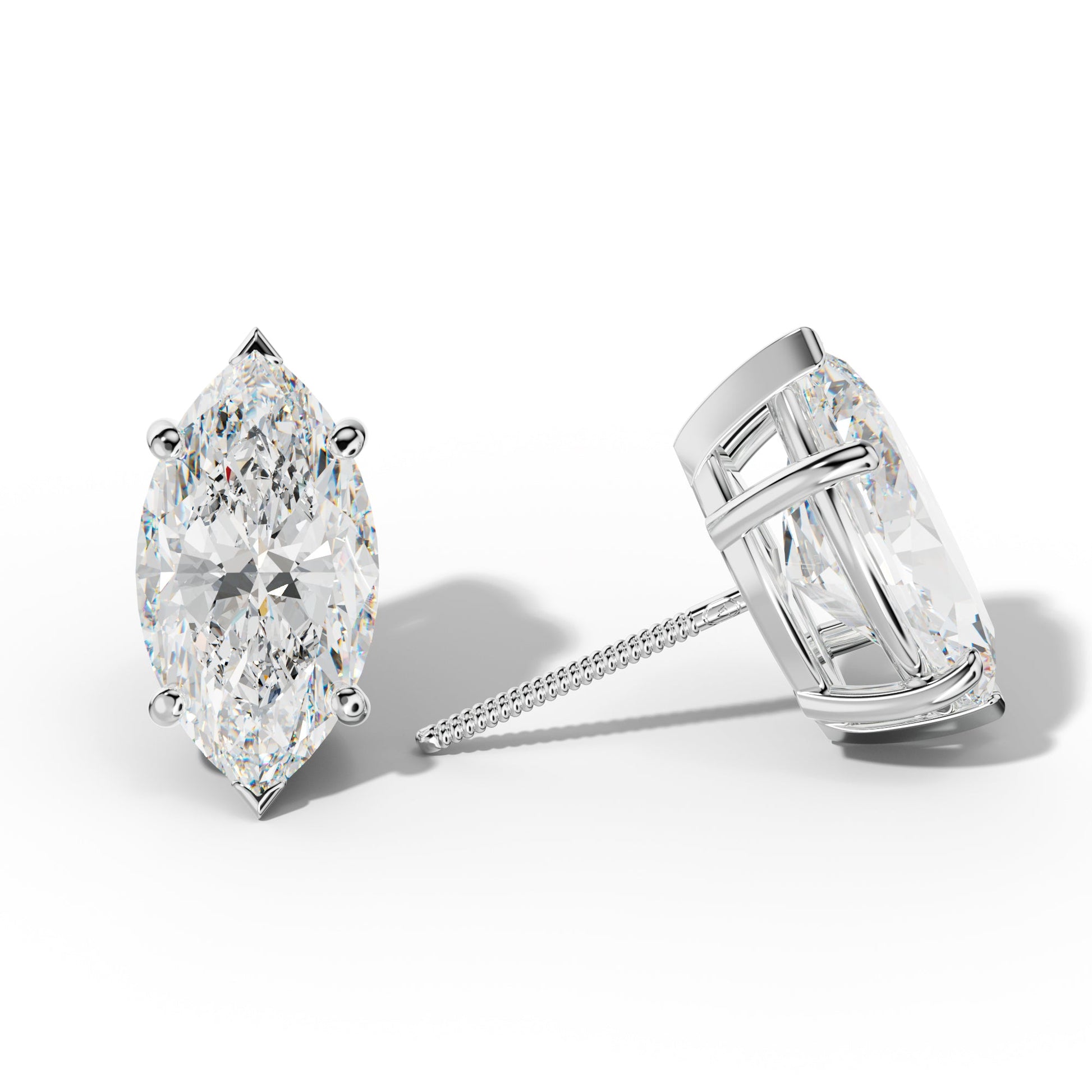 Marquise Diamond Stud Earrings With Four Classic And V Prongs