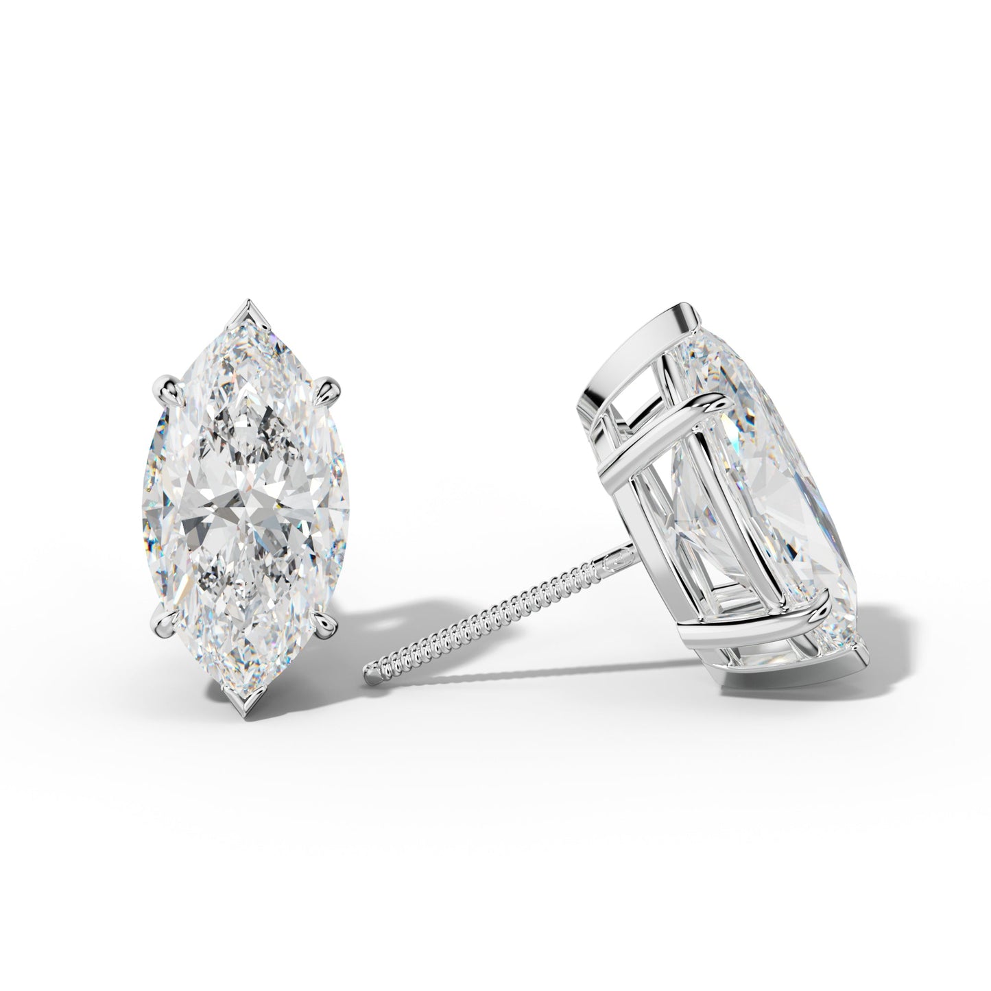 Marquise Diamond Stud Earrings With V Prong Setting