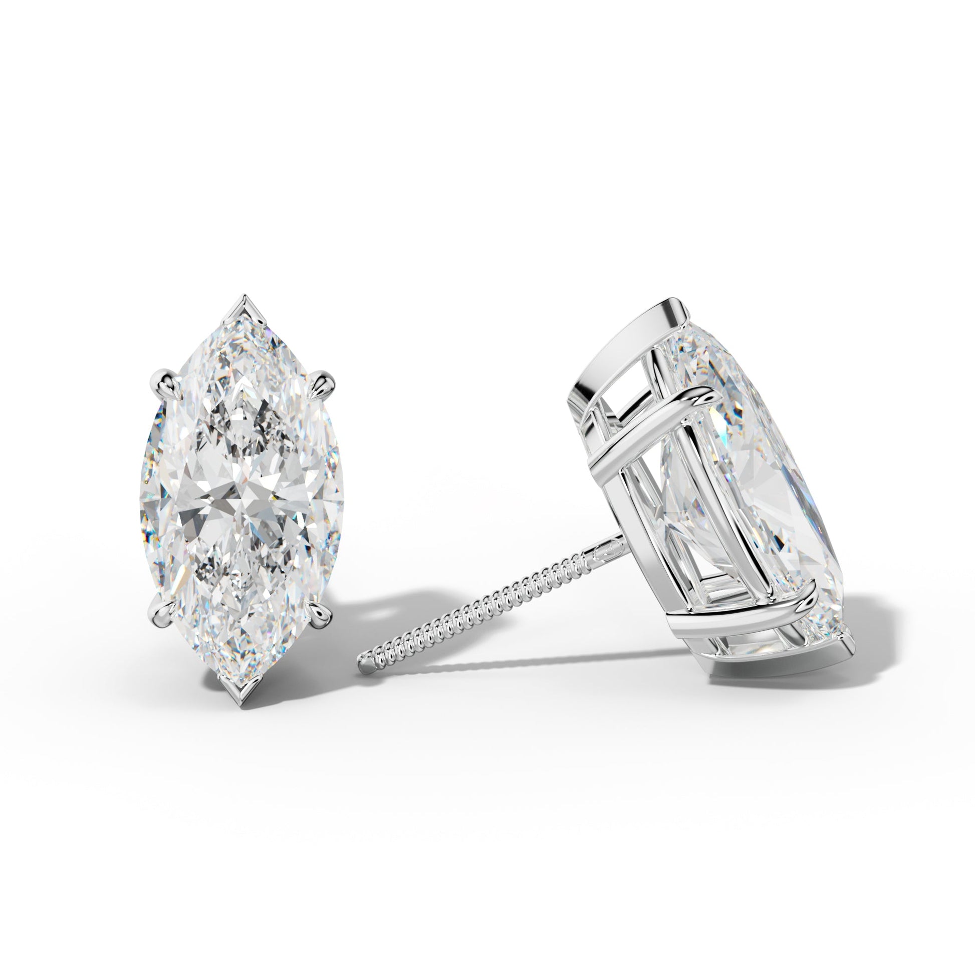 Marquise Diamond Stud Earrings With V Prong Setting