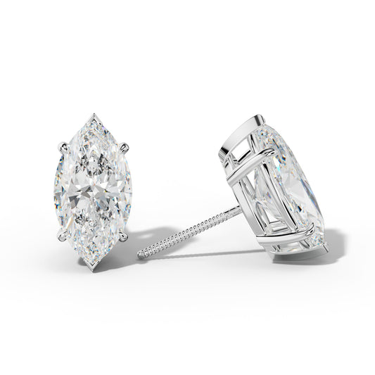 Marquise Diamond Stud Earrings With V Prong Setting