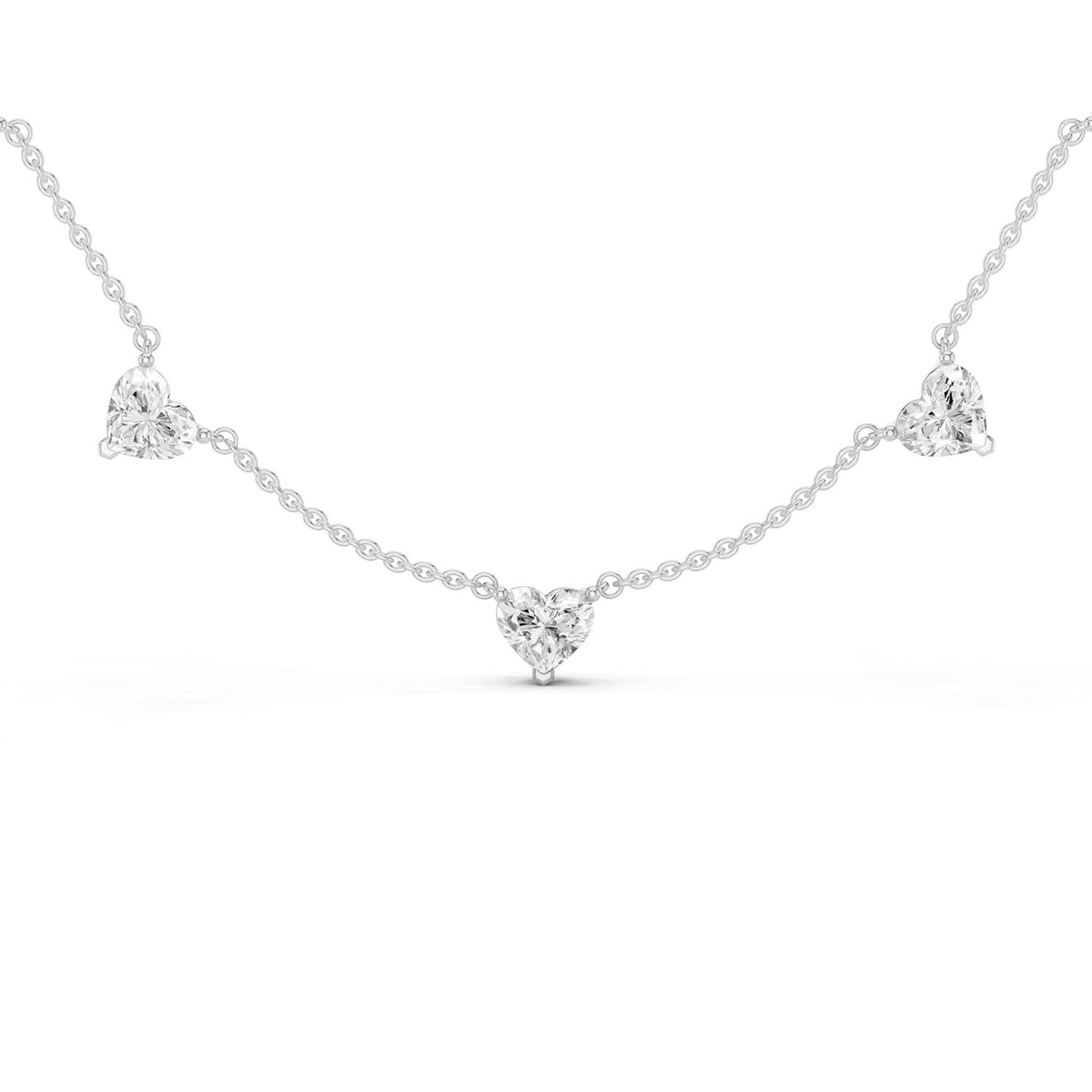 7-Stone Heart Diamond Necklace
