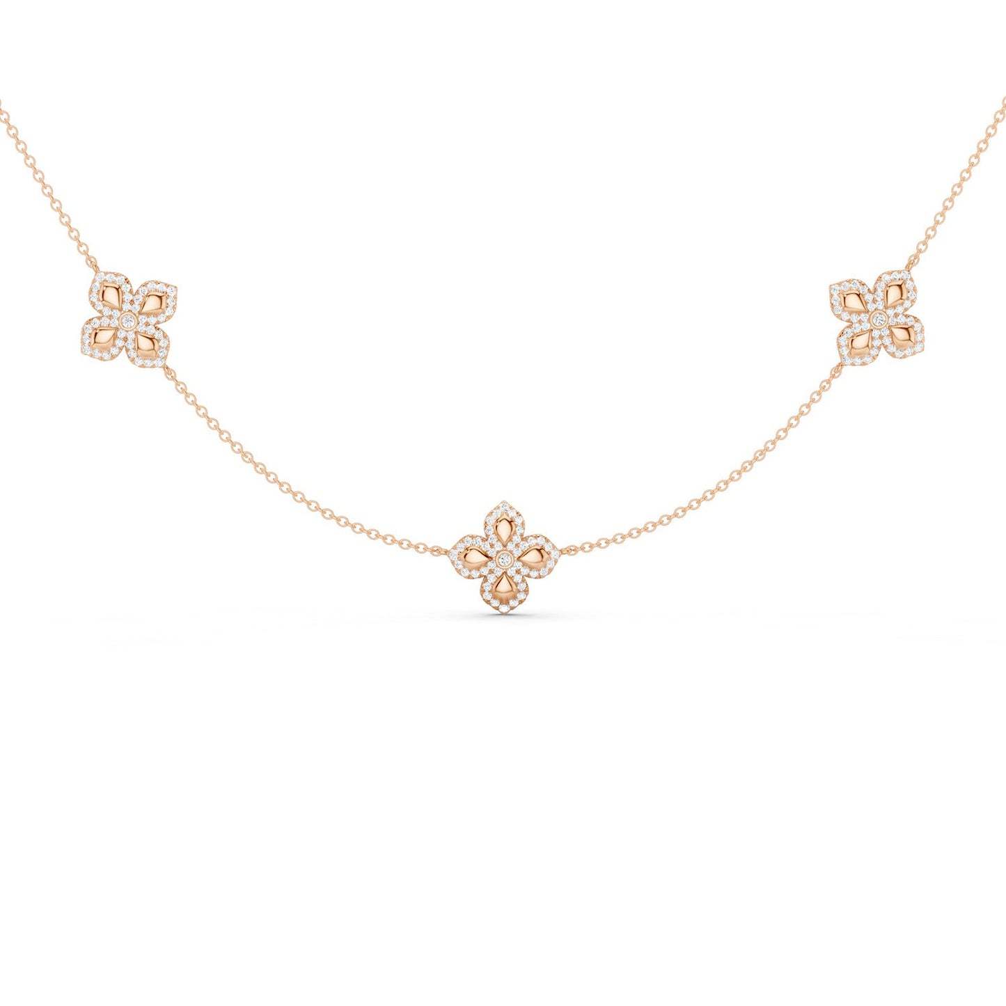 La Fleur Petite Diamond Contour Stationed Necklace