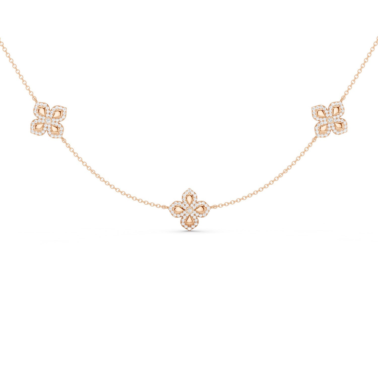La Fleur Petite Diamond Contour Stationed Necklace