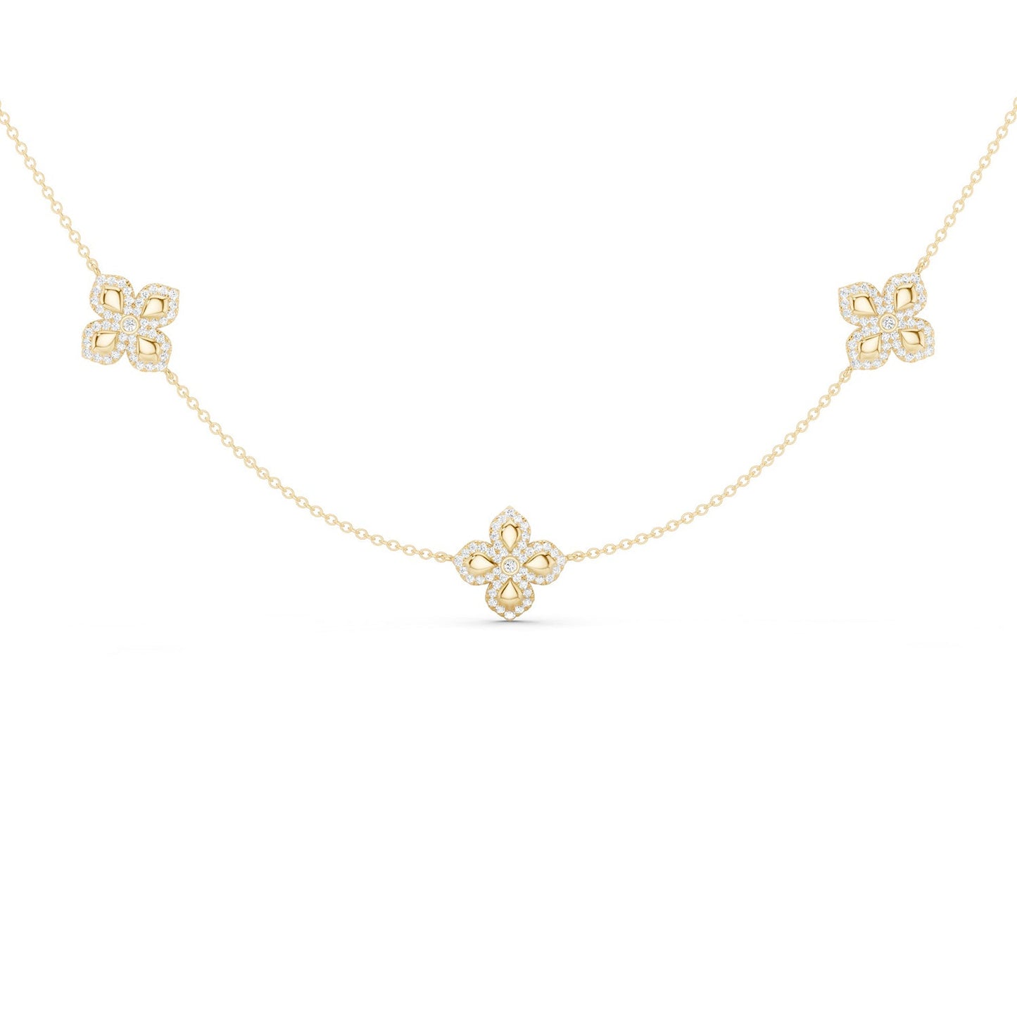 La Fleur Petite Diamond Contour Stationed Necklace