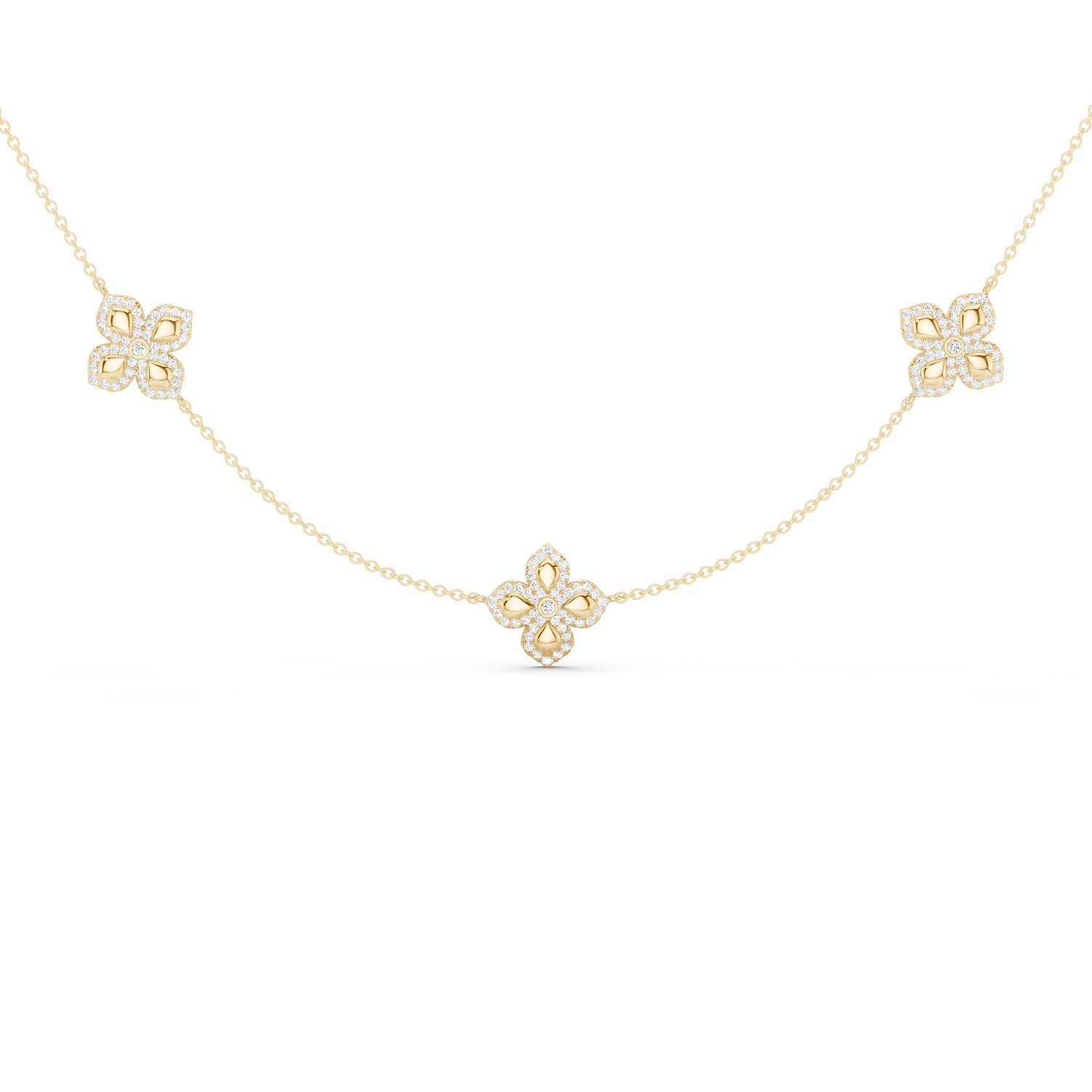 La Fleur Petite Diamond Contour Stationed Necklace