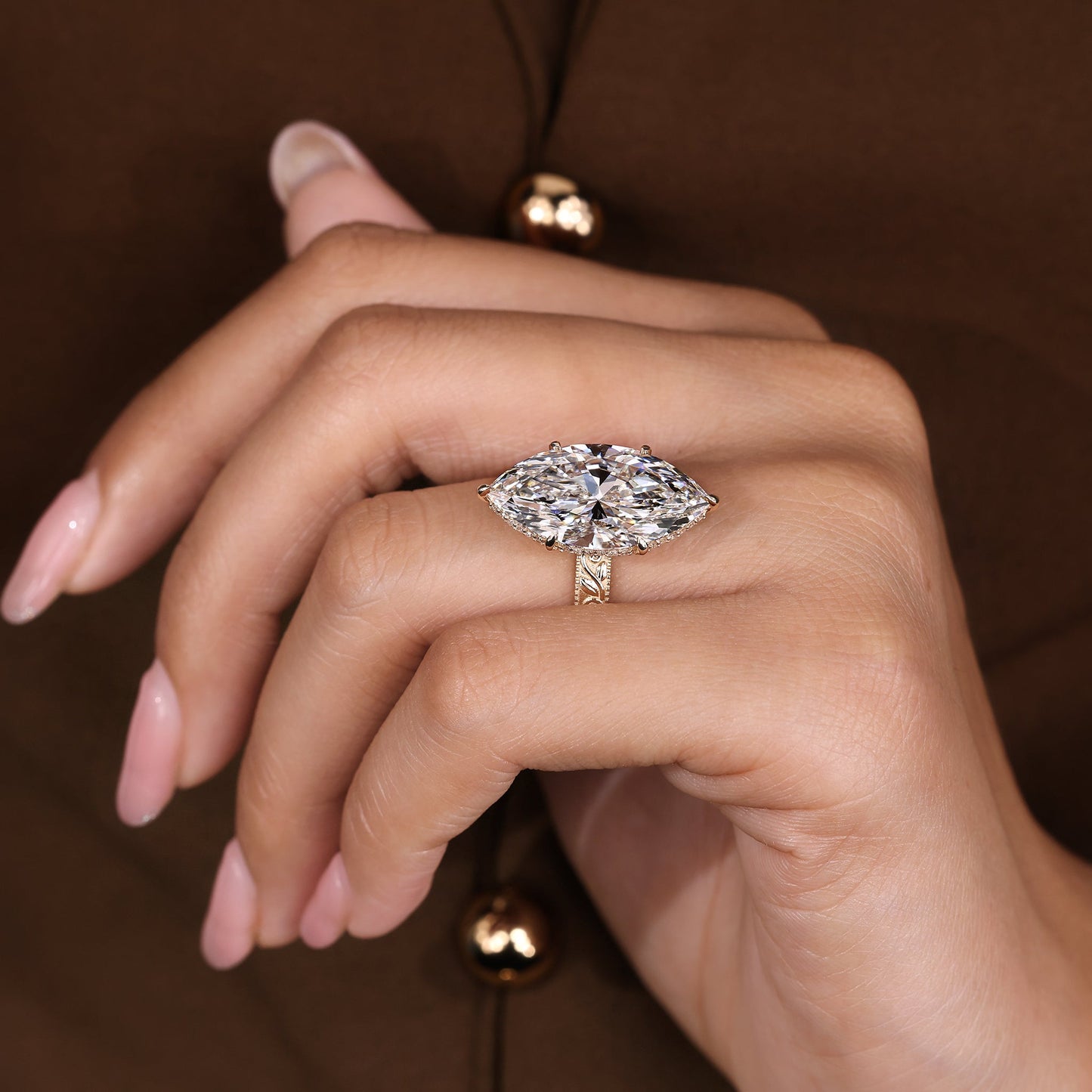 IGI Certified 10-12 Carat Marquise Diamond Ring in Solitaire Style