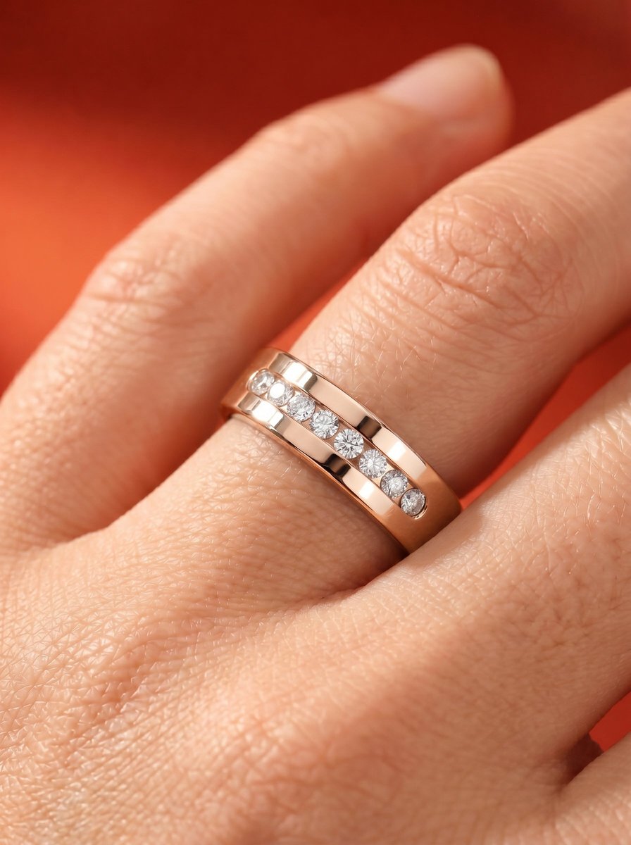 Nicky Lab Grown Round Diamond Wedding Ring - Rose Gold