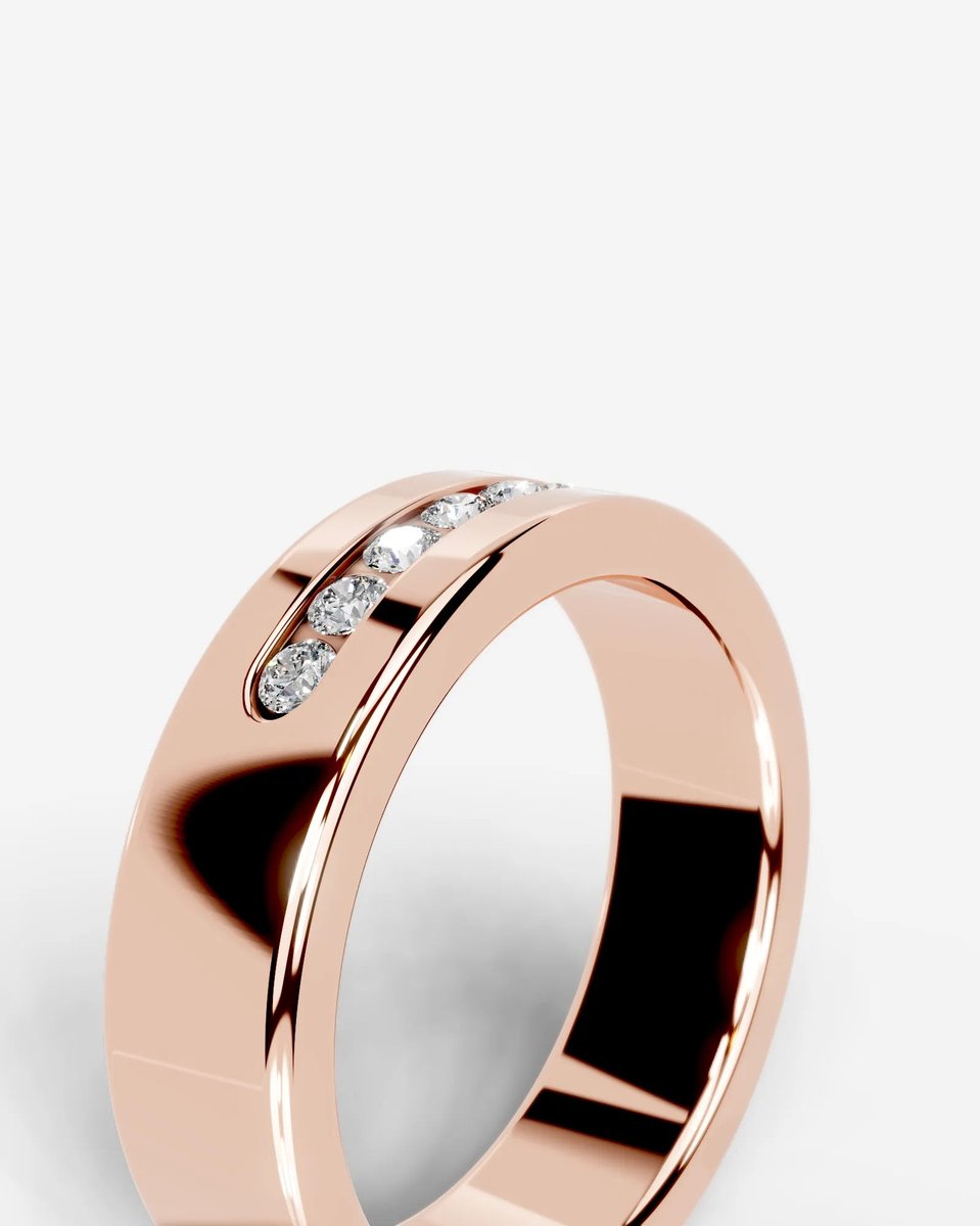 Nicky Lab Grown Round Diamond Wedding Ring - Rose Gold