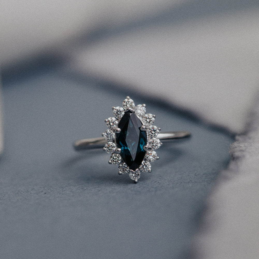 The Nova Marquise Blue Sapphire Ring