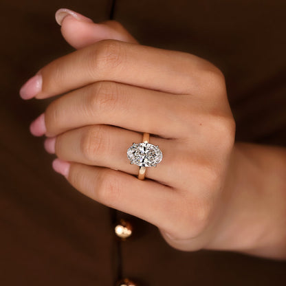 5 - 10 Carat Oval Cut Diamond Hidden Halo Engagement Ring