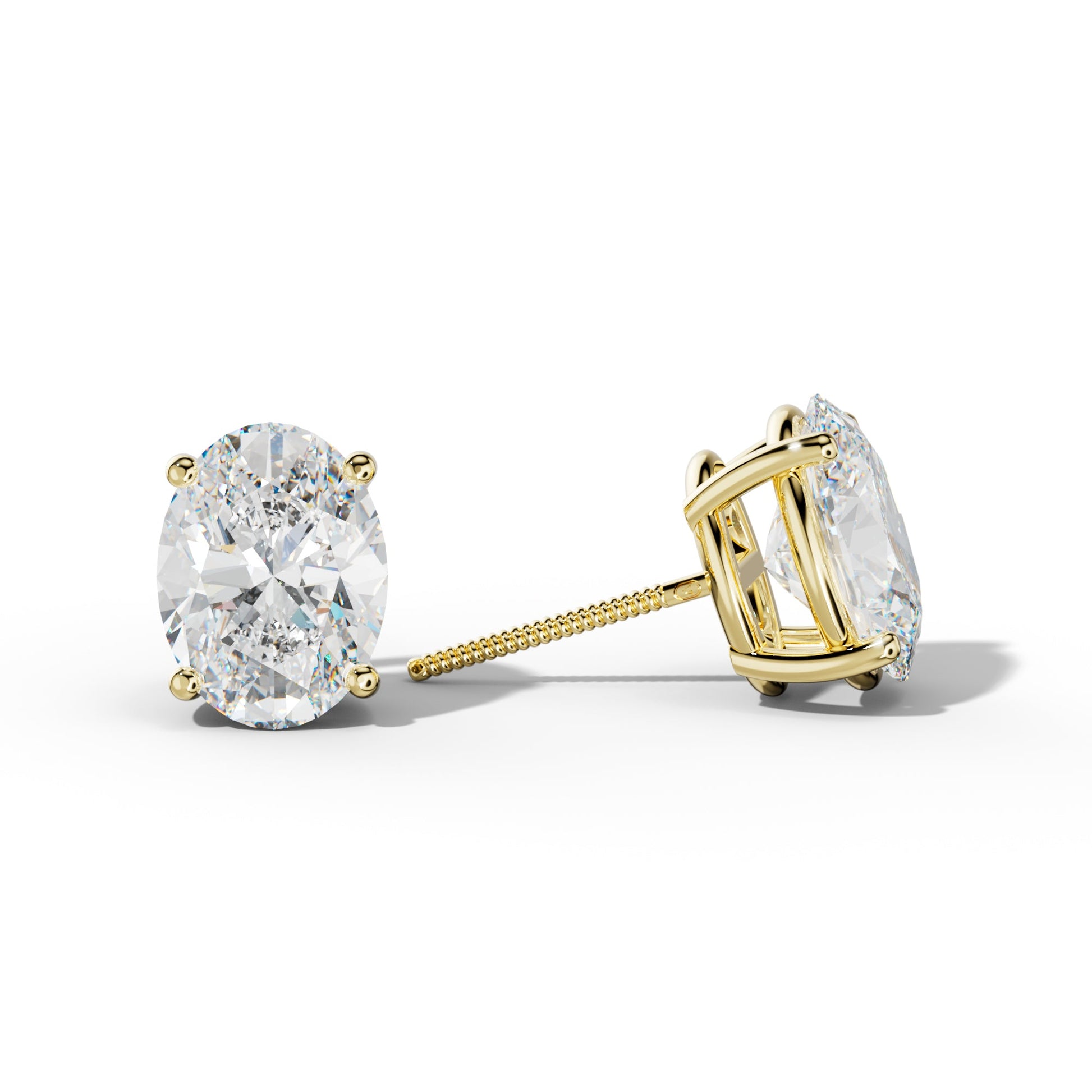 Four Prong Oval Diamond Stud Earrings - 1/2 - Platinum 950