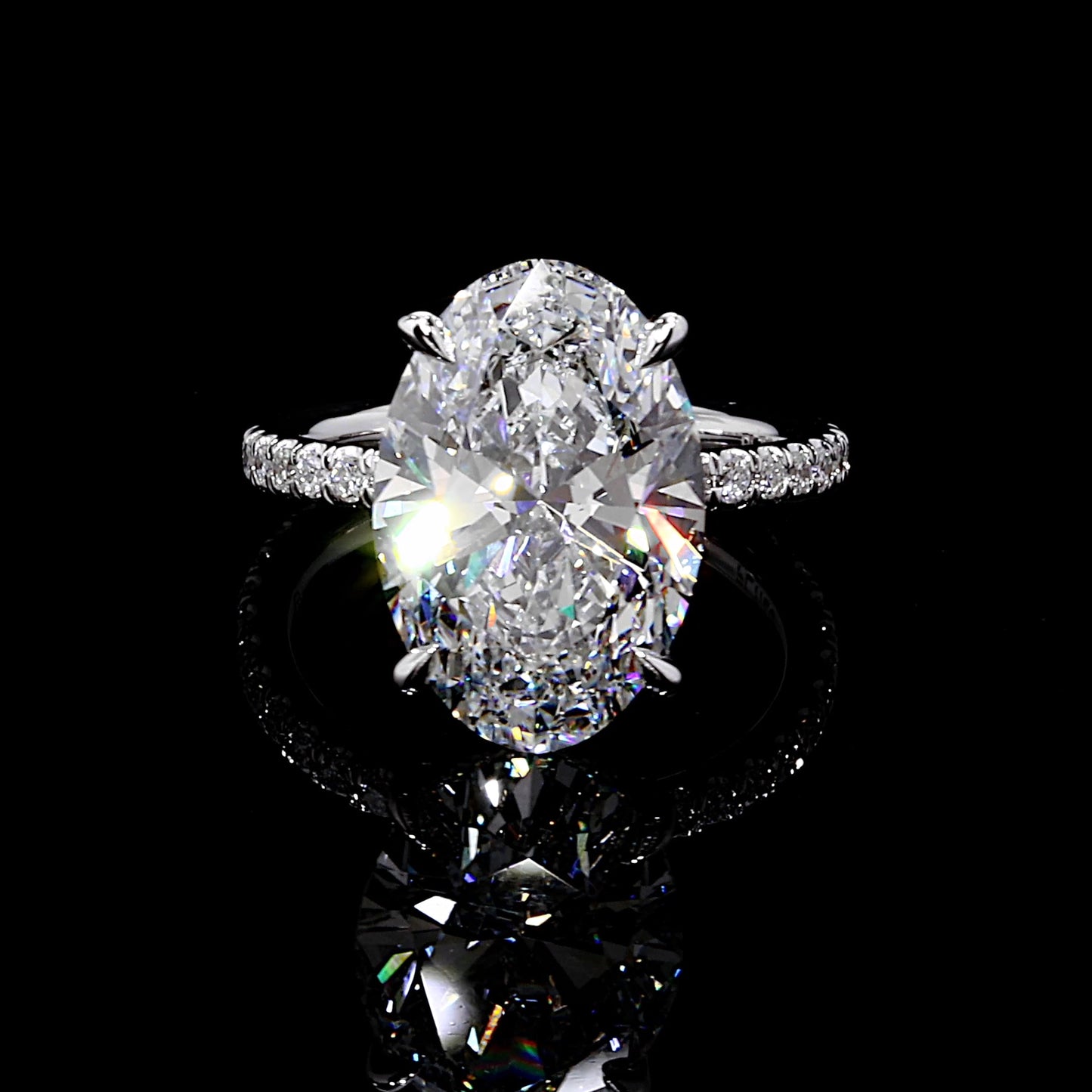 Lara Jewels High Jewellry High Jewelry | Audrey Oval Solitaire Lab Diamond Engagement Ring - Oval - Platinum - Front View