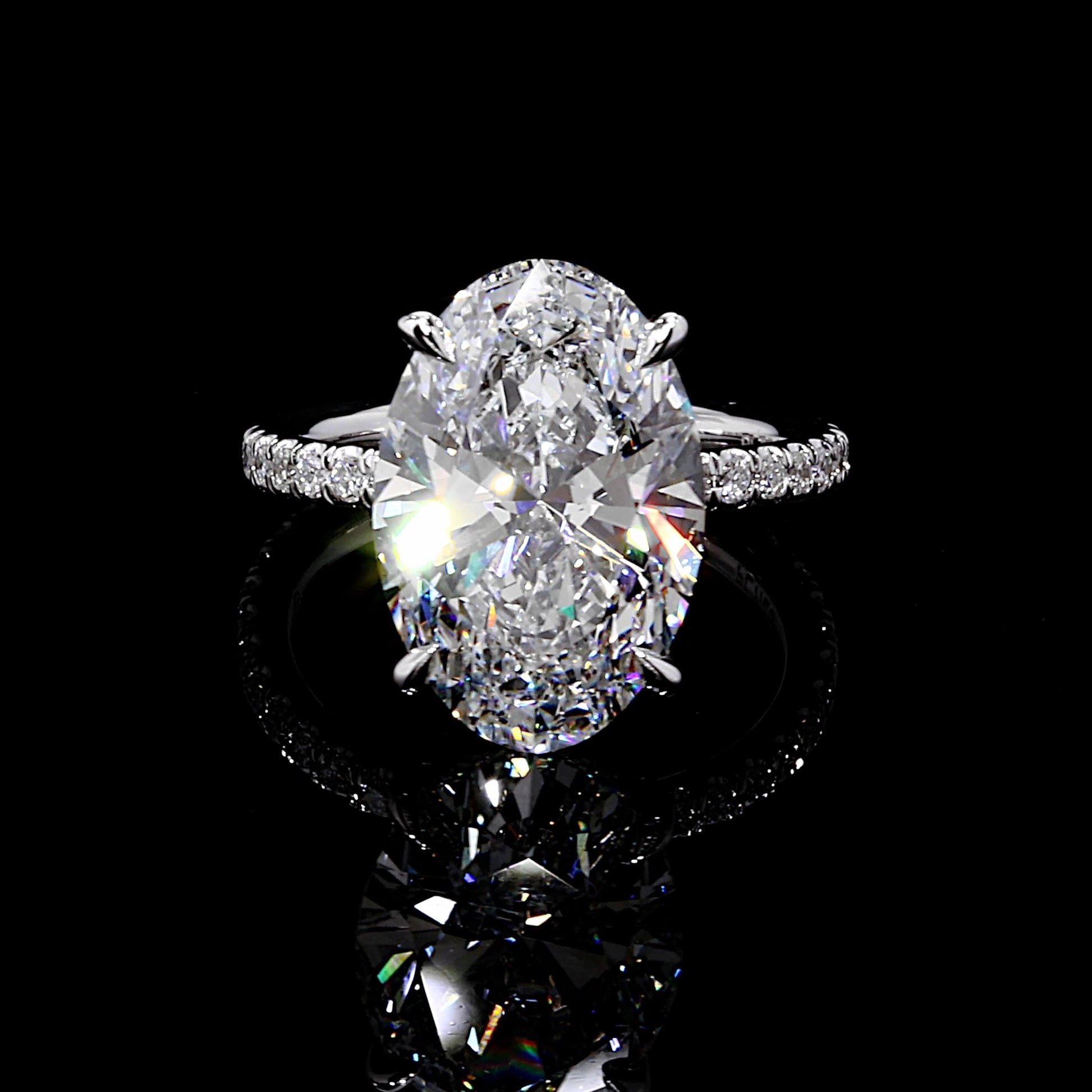 Lara Jewels High Jewellry High Jewelry | Audrey Oval Solitaire Lab Diamond Engagement Ring - Oval - Platinum - Front View