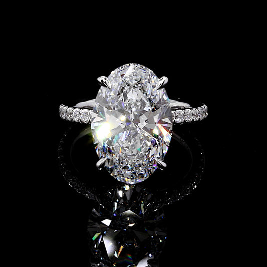 Lara Jewels High Jewellry High Jewelry | Audrey Oval Solitaire Lab Diamond Engagement Ring - Oval - Platinum - Front View
