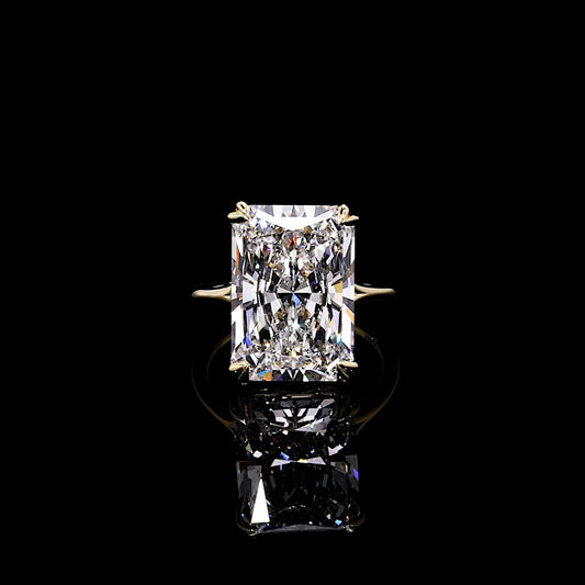 Lara Jewels High Jewellry High Jewelry | Jane Radiant Solitaire Lab Diamond Engagement Ring - Radiant - 18k Yellow Gold - Front View