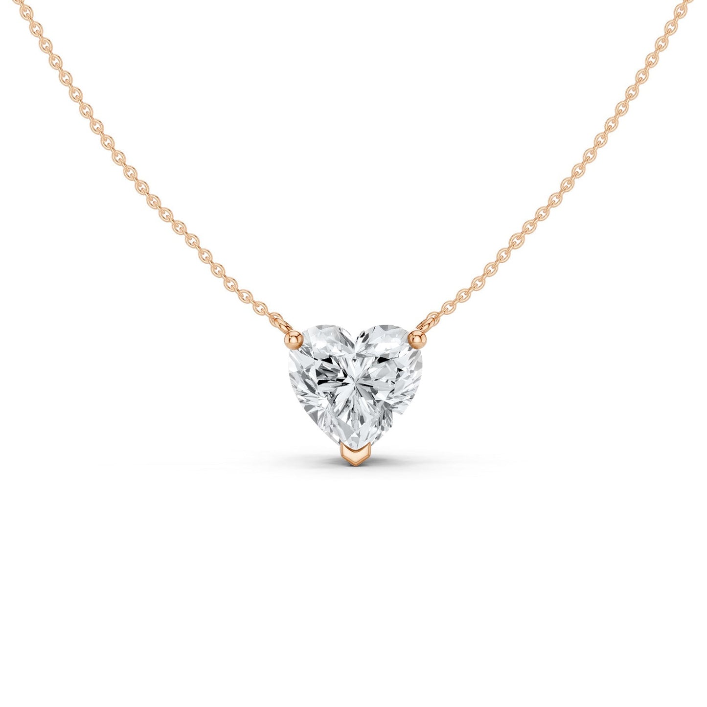 Heart Solitaire Pendant Necklace Large