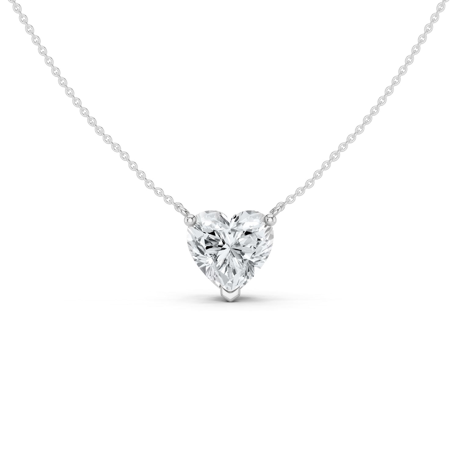 Heart Solitaire Pendant Necklace Large