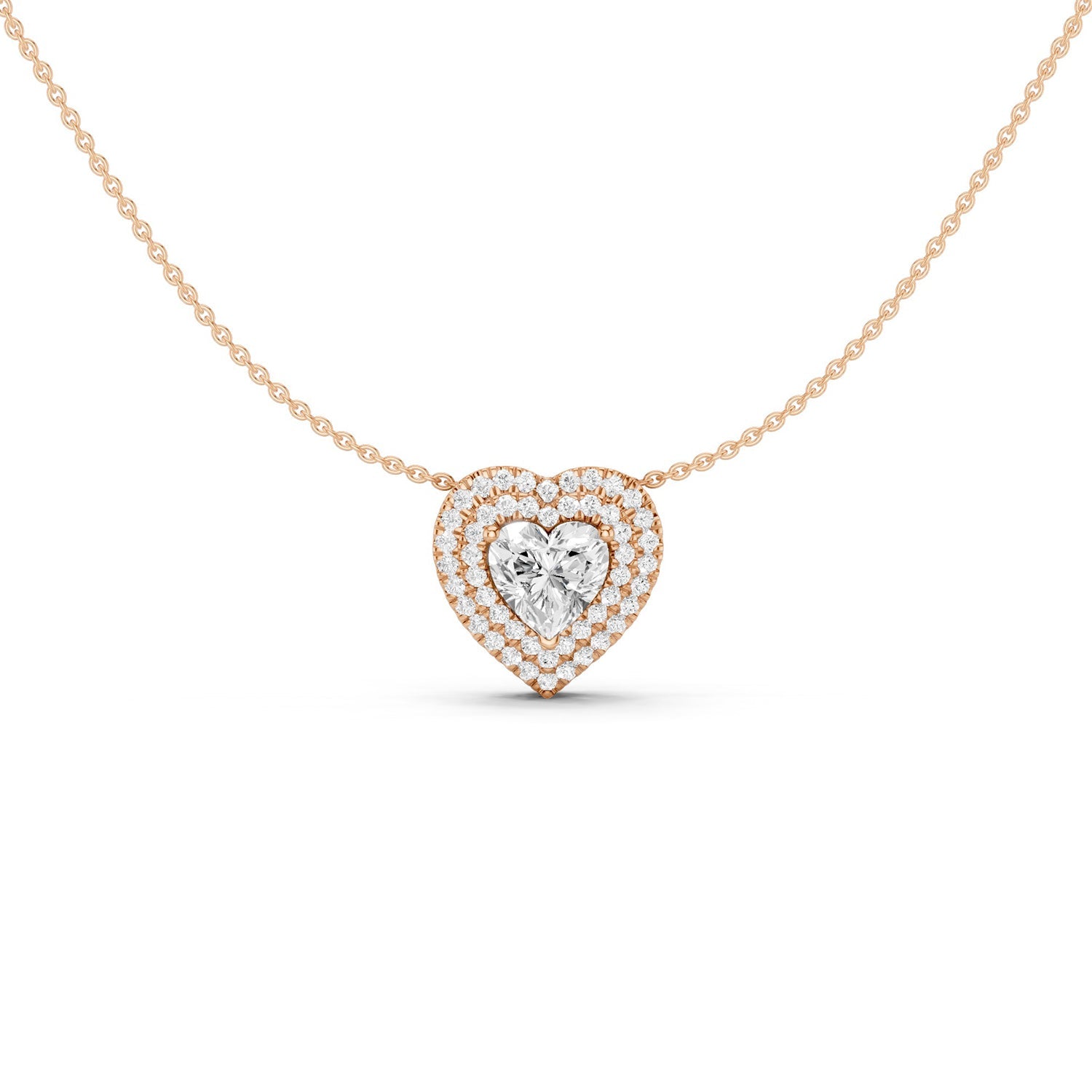 Quaint Double Halo Heart Pendant