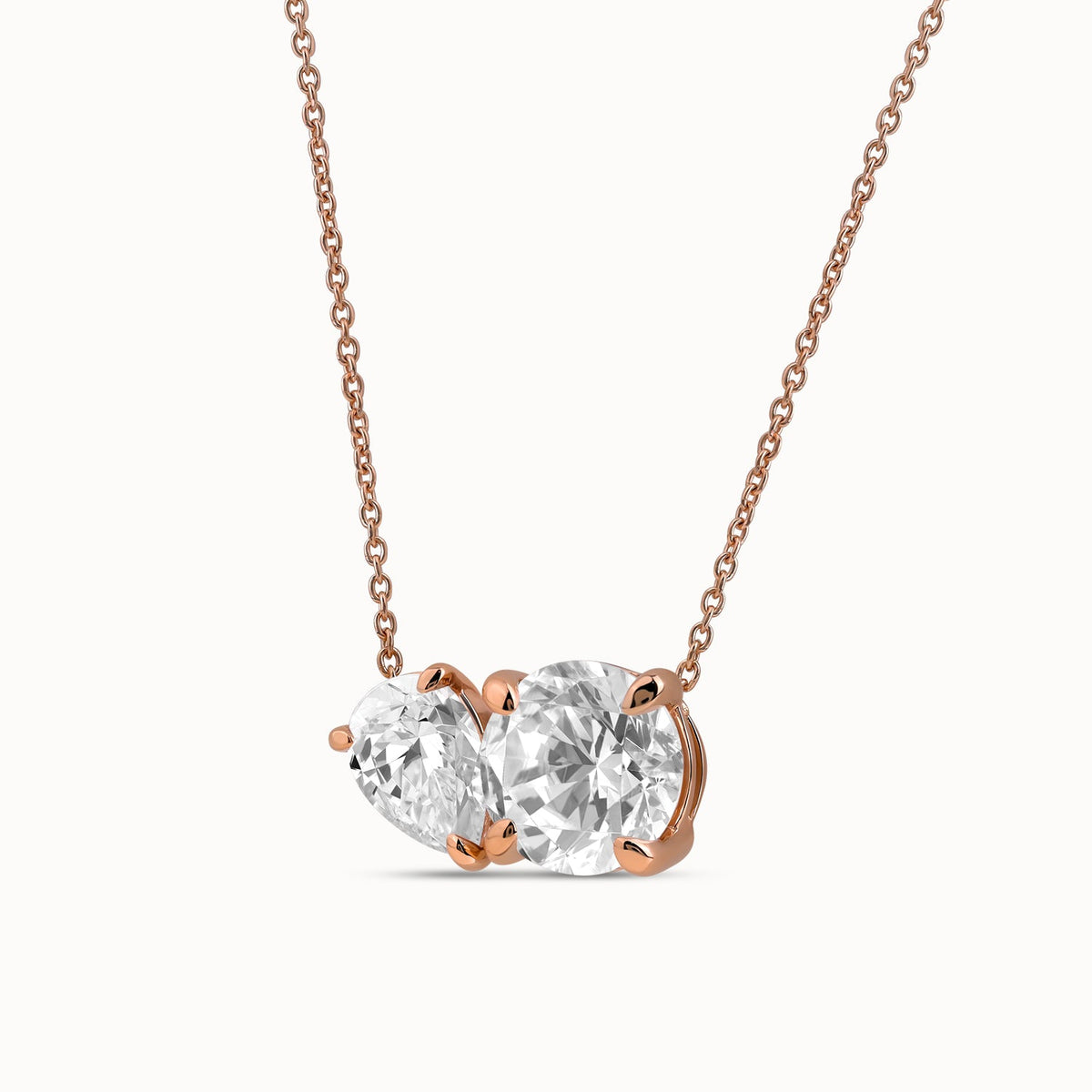 Pear-Round Diamond Toi et Moi Necklace