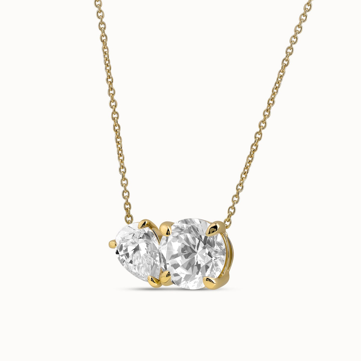 Pear-Round Diamond Toi et Moi Necklace